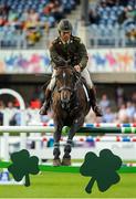 21 July 2016; Captain Geoff Curran of Ireland, competing on Shannondale Rahona, during the Anglesea Stakes at the Dublin Horse Show in the RDS, Ballsbridge, Dublin. Photo by Sam Barnes/Sportsfile
