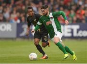 21 July 2016; Seán Maguire of Cork City in action against Nasiru Mohammed of BK Hacken during the UEFA Europa League Second Qualifying Round 2nd Leg match between Cork City and BK Hacken at Turners Cross in Cork. Photo by Diarmuid Greene/Sportsfile