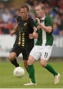 21 July 2016; Stephen Dooley of Cork City in action against Joel Andersson of BK Hacken during the UEFA Europa League Second Qualifying Round 2nd Leg match between Cork City and BK Hacken at Turners Cross in Cork. Photo by Diarmuid Greene/Sportsfile