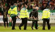 21 July 2016; Nasiru Mohammed of BK Hacken is stretchered from the pitch during the UEFA Europa League Second Qualifying Round 2nd Leg match between Cork City and BK Hacken at Turners Cross in Cork. Photo by Diarmuid Greene/Sportsfile