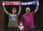 21 July 2016; St Patrick's Athletic supporters Bobby O'Hara and son Craig, aged 15, ahead of the UEFA Europa League Second Qualifying Round 2nd Leg match between St Patrick's Athletic and Dinamo Minsk at Richmond Park in Inchicore, Dublin. Photo by David Fitzgerald/Sportsfile