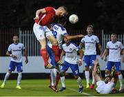 21 July 2016; Sean Hoare of St Patrick's Athletic in action against Oleksandr Noyok of Dinamo Minsk during the UEFA Europa League Second Qualifying Round 2nd Leg match between St Patrick's Athletic and Dinamo Minsk at Richmond Park in Inchicore, Dublin. Photo by David Maher/Sportsfile