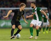 21 July 2016; Samuel Gustafsson of BK Hacken in action against Greg Bolger of Cork City during the UEFA Europa League Second Qualifying Round 2nd Leg match between Cork City and BK Hacken at Turners Cross in Cork. Photo by Diarmuid Greene/Sportsfile