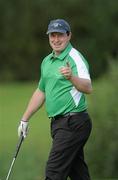 12 September 2010; Aidan Donoghue, from Sarsfield's GAA Club, Galway, celebrates his birdie putt on the 17th green during the FBD All-Ireland GAA Golf Challenge 2010 Final. Faithlegg House Hotel & Golf Club, Faithlegg, Co. Waterford. Picture credit: Diarmuid Greene / SPORTSFILE