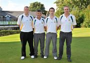 12 September 2010; The Carrickmore, Co. Tyrone team consisting of, from left to right, Ryan Daly, Seamus McCartan, Brendan McCartan and Michael Bradley after the FBD All-Ireland GAA Golf Challenge 2010 Final. Faithlegg House Hotel & Golf Club, Faithlegg, Co. Waterford. Picture credit: Diarmuid Greene / SPORTSFILE