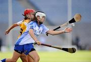 12 September 2010; Niamh Rockett, Waterford, in action against Mairaid Murphy, Antrim. Gala All-Ireland Junior Camogie Championship Final, Antrim v Waterford, Croke Park, Dublin. Picture credit: Oliver McVeigh / SPORTSFILE