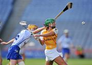 12 September 2010; Rhona Torney, Antrim, in action against Nicola Morrissey, Waterford. Gala All-Ireland Junior Camogie Championship Final, Antrim v Waterford, Croke Park, Dublin. Picture credit: David Maher / SPORTSFILE