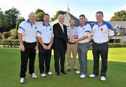 12 September 2010; The Tipperary / New York team consisting of, from left to right, Gerry O'Reilly, Mike Curran, Owen Cummins and Donal Cummins, with Adrian Taheny, Director of Sales and Marketing, FBD, and Sean Kelly, Event Patron, after victory in the FBD All-Ireland GAA Golf Challenge 2010 Final. Faithlegg House Hotel & Golf Club, Faithlegg, Co. Waterford. Picture credit: Diarmuid Greene / SPORTSFILE