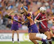 12 September 2010; Katrina Parrock, Wexford, turns to celebrate after scoring her side's first goal. Gala All-Ireland Senior Camogie Championship Final, Galway v Wexford, Croke Park, Dublin. Picture credit: Oliver McVeigh / SPORTSFILE