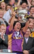 12 September 2010; Wexford captain Una Leacy lifts the O'Duffy cup. Gala All-Ireland Senior Camogie Championship Final, Galway v Wexford, Croke Park, Dublin. Picture credit: David Maher / SPORTSFILE