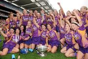 12 September 2010; Wexford players celebrate with the O'Duffy cup. Gala All-Ireland Senior Camogie Championship Final, Galway v Wexford, Croke Park, Dublin. Picture credit: David Maher / SPORTSFILE