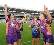 12 September 2010; Wexford captain Una Leacy, left, celebrates with her team-mate Kate Kelly after the game. Gala All-Ireland Senior Camogie Championship Final, Galway v Wexford, Croke Park, Dublin. Picture credit: David Maher / SPORTSFILE