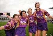 12 September 2010; Wexford players, from left, Deirdre Codd, Claire O'Connor, Kate Kelly and Catherine O'Loughlin, celebrate at the end of the game. Gala All-Ireland Senior Camogie Championship Final, Galway v Wexford, Croke Park, Dublin. Photo by Sportsfile