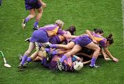 12 September 2010; Wexford players celebrate at the end of the game. Gala All-Ireland Senior Camogie Championship Final, Galway v Wexford, Croke Park, Dublin. Picture credit: David Maher / SPORTSFILE
