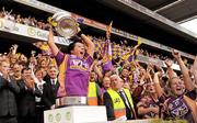 12 September 2010; Wexford captain Una Leacy lifts the O'Duffy Cup. Gala All-Ireland Senior Camogie Championship Final, Galway v Wexford, Croke Park, Dublin. Photo by Sportsfile