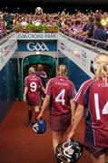12 September 2010; Dejected Galway players walk into the tunnell as the O'Duffy Cup is raised. Gala All-Ireland Senior Camogie Championship Final, Galway v Wexford, Croke Park, Dublin. Photo by Sportsfile