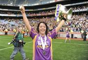 12 September 2010; Wexford captain Una Leacy celebrates with the O'Duffy Cup. Gala All-Ireland Senior Camogie Championship Final, Galway v Wexford, Croke Park, Dublin. Photo by Sportsfile