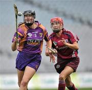 12 September 2010; Catherine O'Loughlin, Wexford, in action against Therese Maher, Galway. Gala All-Ireland Senior Camogie Championship Final, Galway v Wexford, Croke Park, Dublin. Picture credit: David Maher / SPORTSFILE