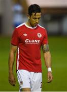 21 July 2016; A dejected Billy Dennehy of St Patrick's Athletic after the UEFA Europa League Second Qualifying Round 2nd Leg match between St Patrick's Athletic and Dinamo Minsk at Richmond Park in Inchicore, Dublin. Photo by David Fitzgerald/Sportsfile