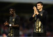 21 July 2016; Alexander Jeremejeff, right, and Demba Savage of BK Hacken following the UEFA Europa League Second Qualifying Round 2nd Leg match between Cork City and BK Hacken at Turners Cross in Cork. Photo by Diarmuid Greene/Sportsfile