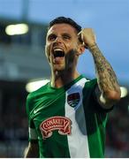 21 July 2016; Gavin Holohan of Cork City celebrates as he makes his way off the pitch after the UEFA Europa League Second Qualifying Round 2nd Leg match between Cork City and BK Hacken at Turners Cross in Cork. Photo by Eóin Noonan/Sportsfile