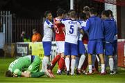 21 July 2016; Players from both St Patrick's Athletic and Dinamo Minsk clash during the UEFA Europa League Second Qualifying Round 2nd Leg match between St Patrick's Athletic and Dinamo Minsk at Richmond Park in Inchicore, Dublin. Photo by David Maher/Sportsfile