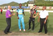 21st July 2016; The coin toss ahead of Match 21 of the CPL 2016 between St Lucia Zouks and St Kitts and Nevis Patriots at the Daren Sammy Stadium, Gros Islet, St Lucia. Photo by Ashley Allen/Sportsfile