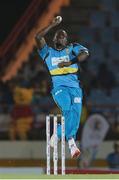 21 July 2016; Zouks bowler Jerome Taylor bowls  during Match 21 of the Hero Caribbean Premier League match between the St Lucia Zouks and the Nevis Patriots at the Daren Sammy Cricket Stadium, Gros Islet, St Lucia.  Photo by Ashley Allen/Sportsfile