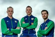 22 July 2016; Swim Ireland team-mates from left, Shane Ryan, Oliver Dingley and Nicholas Quinn during the Swim Ireland Olympics Media Day at St Catherine’s Community Centre in Marrowbone Lane, Dublin. Photo by Sam Barnes/Sportsfile