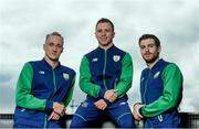 22 July 2016; Swim Ireland team-mates from left, Shane Ryan, Oliver Dingley and Nicholas Quinn during the Swim Ireland Olympics Media Day at St Catherine’s Community Centre in Marrowbone Lane, Dublin. Photo by Sam Barnes/Sportsfile