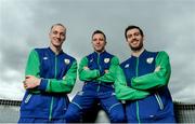 22 July 2016; Swim Ireland team-mates from left, Shane Ryan, Oliver Dingley and Nicholas Quinn during the Swim Ireland Olympics Media Day at St Catherine’s Community Centre in Marrowbone Lane, Dublin. Photo by Sam Barnes/Sportsfile