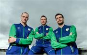 22 July 2016; Swim Ireland team-mates from left, Shane Ryan, Oliver Dingley and Nicholas Quinn during the Swim Ireland Olympics Media Day at St Catherine’s Community Centre in Marrowbone Lane, Dublin. Photo by Sam Barnes/Sportsfile