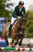 22 July 2016; Greg Patrick Broderick, Ireland, competing on Mhs Going Global, during the Furusiyya FEI Nations Cup presented by Longines at the Dublin Horse Show in the RDS, Ballsbridge, Dublin. Photo by Cody Glenn/Sportsfile