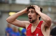 22 July 2016; Elliot Slade of Wales reacts after winning the IMC 800m Mens A Event at the AAI Morton Games in Morton Stadium, Santry, Dublin. Photo by Sam Barnes/Sportsfile