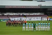 22 July 2016; Players from both Bohemians and Derry City stand for a minute silence in memory of the late Des Kelly before the start the SSE Airtricity League Premier Division match between Bohemians and Derry City in Dalymount Park, Dublin. Photo by David Maher/Sportsfile