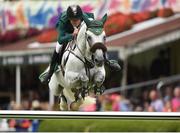 22 July 2016; Bertram Allen, Ireland, competes on Hector van D'Abdijhoeve during the Furusiyya FEI Nations Cup presented by Longines at the Dublin Horse Show in the RDS, Ballsbridge, Dublin. Photo by Cody Glenn/Sportsfile