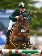 22 July 2016; Greg Broderick, Ireland, competes on Mhs Going Global during the Furusiyya FEI Nations Cup presented by Longines at the Dublin Horse Show in the RDS, Ballsbridge, Dublin.  Photo by Cody Glenn/Sportsfile