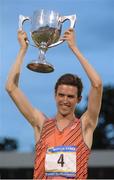 22 July 2016; Johnny Gregorek of USA lifts the cup after winning The Morton Mile event at the AAI Morton Games in Morton Stadium, Santry, Dublin. Photo by Sam Barnes/Sportsfile