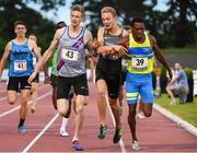 22 July 2016; Kyle Langford of Great Britain, 44, makes a late attack to win the The Muscle Clinic Men's 800m event, ahead of Zak Curran of Ireland, 43, and Shaquille Walker of USA, 39, at the AAI Morton Games in Morton Stadium, Santry, Dublin. Photo by Sam Barnes/Sportsfile