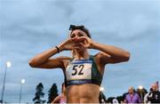 22 July 2016; Alex Bell of Great Britain reacts after winning the Marathon Mission 16 Womens 800m event at the AAI Morton Games in Morton Stadium, Santry, Dublin. Photo by Sam Barnes/Sportsfile