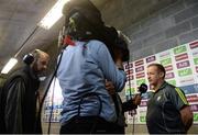 23 July 2016; Clare manager Colm Collins is interviewed by Sky Television before the GAA Football All-Ireland Senior Championship, Round 4A, game between Clare and Roscommon at Pearse Stadium in Salthill, Galway. Photo by Brendan Moran/Sportsfile