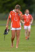 23 July 2016; A dejected Sharon Real of Armagh makes her way off the pitch after the TG4 Ladies Football All-Ireland Senior Championship Preliminary Round match between Armagh and Waterford at Conneff Park in Clane, Co Kildare. Photo by Eóin Noonan/Sportsfile