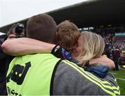 23 July 2016; Podge Collins of Clare clebrates with his father Colm Collins, the Clare manager and his mother Kate after victory in the GAA Football All-Ireland Senior Championship, Round 4A, game between Clare and Roscommon at Pearse Stadium in Salthill, Galway. Photo by Brendan Moran/Sportsfile