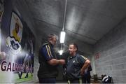 23 July 2016; Clare manager Colm Collins being interviewed by journalist Nicholas Byrne after the GAA Football All-Ireland Senior Championship, Round 4A, game between Clare and Roscommon at Pearse Stadium in Salthill, Galway. Photo by Brendan Moran/SPORTSFILE