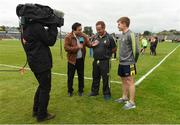 23 July 2016; Clare manager Colm Collins and his son Podge are interviewed by RTE presenter Marty Morrissey after the GAA Football All-Ireland Senior Championship, Round 4A, game between Clare and Roscommon at Pearse Stadium in Salthill, Galway. Photo by Brendan Moran/Sportsfile