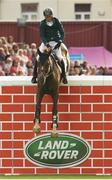 23 July 2016; Shane Breen of Ireland, competing on Cisero, on his way to winning the The Land Rover Puissance at the Dublin Horse Show in the RDS, Ballsbridge, Dublin. Photo by Sam Barnes/Sportsfile