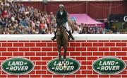 23 July 2016; Shane Breen of Ireland, competing on Cisero, on his way to winning the The Land Rover Puissance at the Dublin Horse Show in the RDS, Ballsbridge, Dublin. Photo by Sam Barnes/Sportsfile