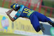 23 July 2016; Tridents Ahmed Shahzad catches Shane Watson during Match 22 of the Hero Caribbean Premier League St Lucia Zouks v Barbados Tridents at the Daren Sammy Cricket Stadium in Gros Islet, St Lucia. Photo by Ashley Allen/Sportsfile