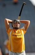 12 September 2010; Racquel McCarry, Antrim, reacts at the final whistle. Gala All-Ireland Junior Camogie Championship Final, Antrim v Waterford, Croke Park, Dublin. Picture credit: Oliver McVeigh / SPORTSFILE