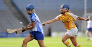 12 September 2010; Karen Kelly, Waterford, in action against Kerrie O'Neill, Antrim. Gala All-Ireland Junior Camogie Championship Final, Antrim v Waterford, Croke Park, Dublin. Picture credit: Oliver McVeigh / SPORTSFILE